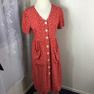 Maxi/medi button up dress-large pockets -Lefties